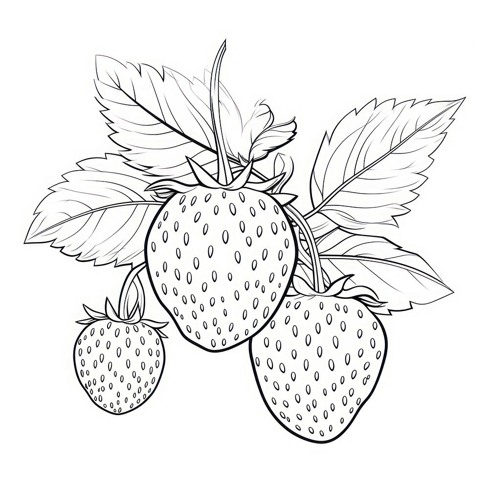 Strawberry sketch drawing fruit.