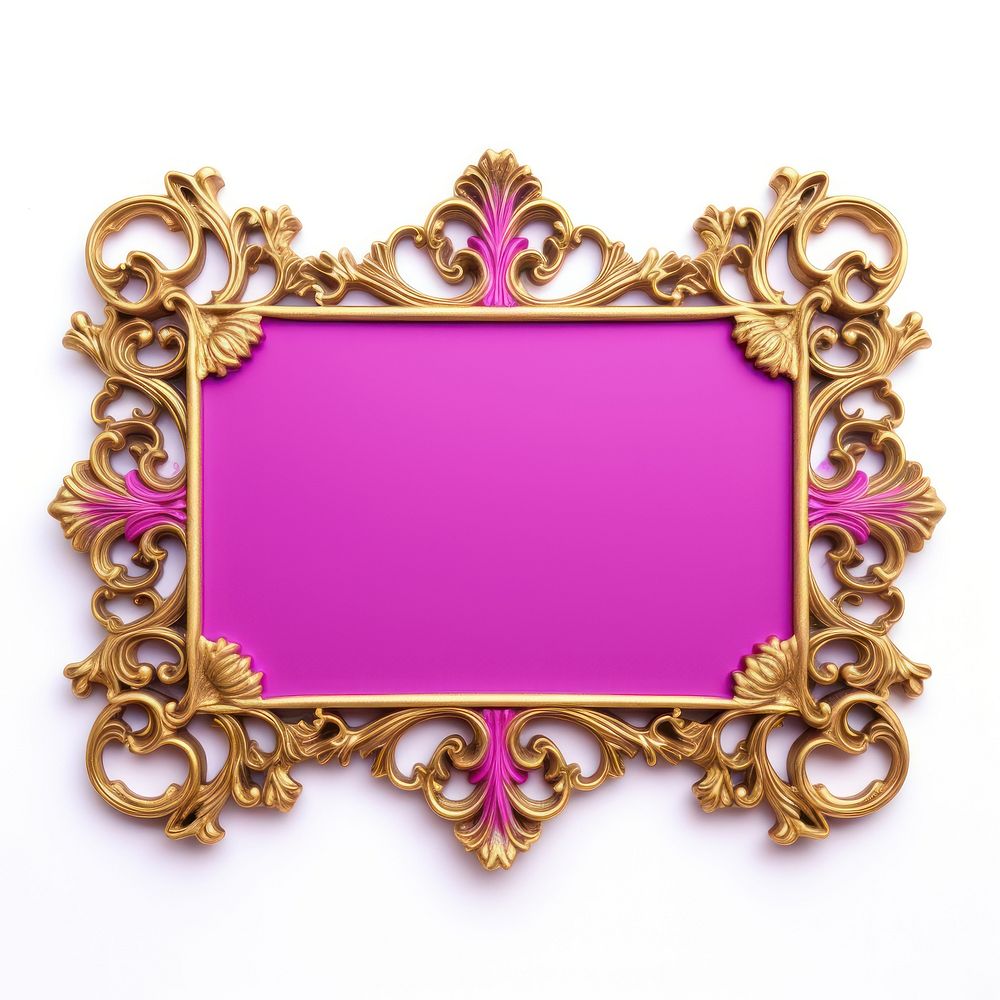Colorful vintage ornament jewelry frame white background.