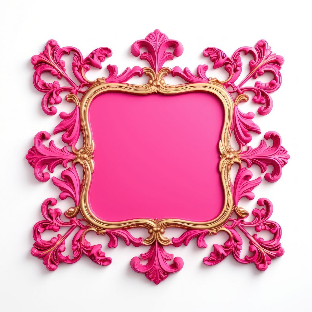 Colorful vintage ornament jewelry frame white background.