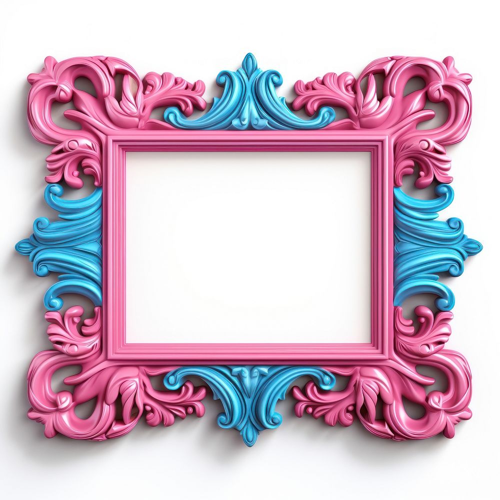 Blue and pink frame white background architecture.