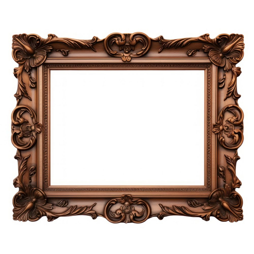 Dark brown mirror frame white background.