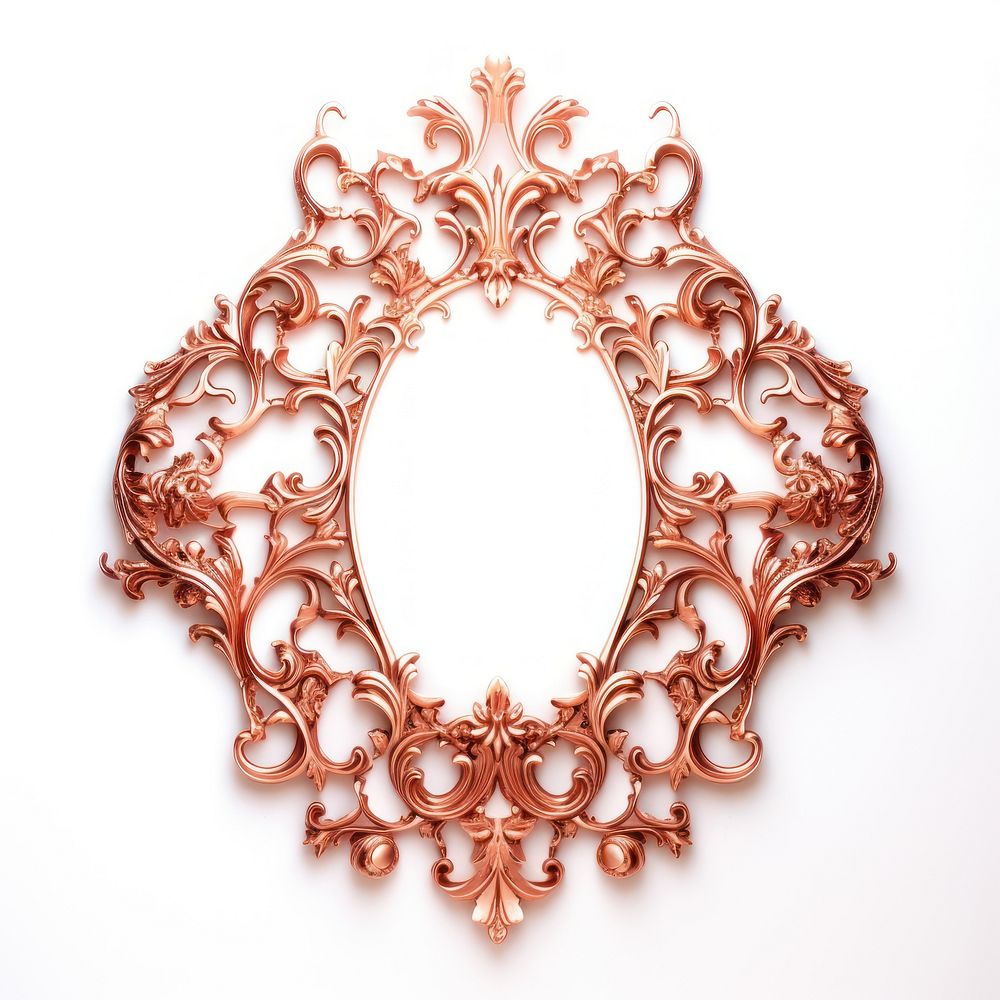 Vintage copper frame jewelry pattern white background.