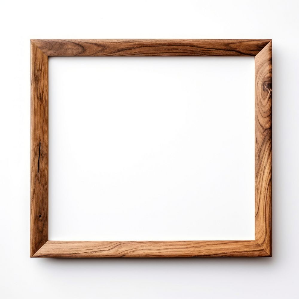 Modern walnut wood frame white background simplicity.