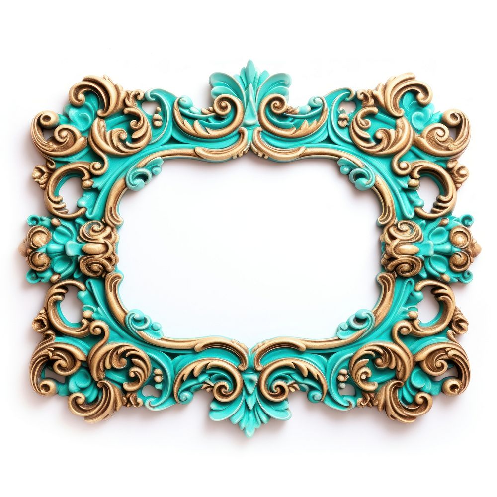 Turquoise cute jewelry frame white background.