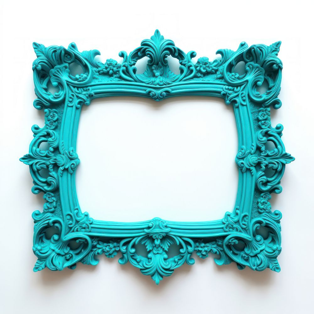 Turquoise cute jewelry frame white background.