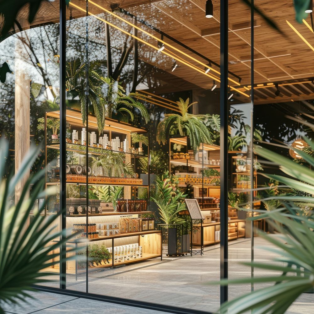 Glass Window Shop Mockup outdoors nature architecture.