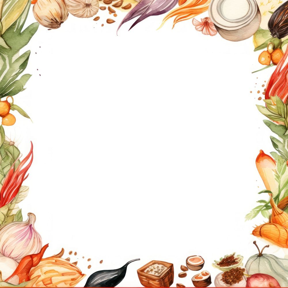 Chinese food border backgrounds illustrated ingredient.