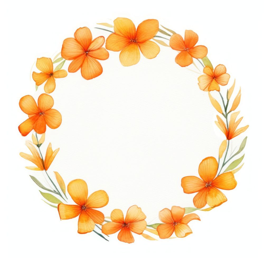 Orange border flower circle pattern wreath petal.