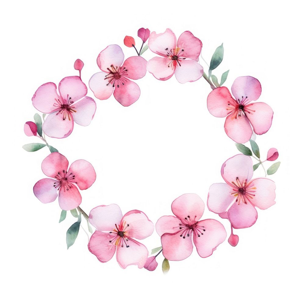 Pink border flower circle blossom wreath petal.