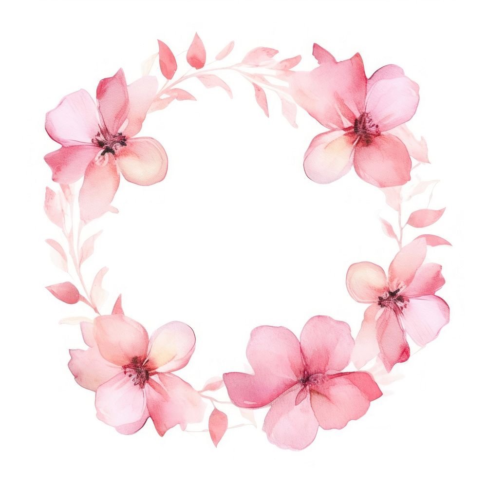 Pink border flower circle wreath petal plant.