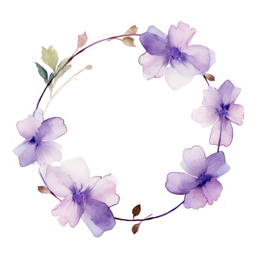 Purple border flower circle wreath petal plant.