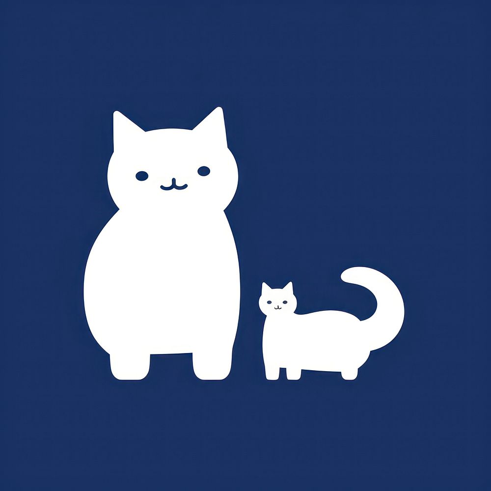 Illustration of a simple cat and a dog animal mammal blue.
