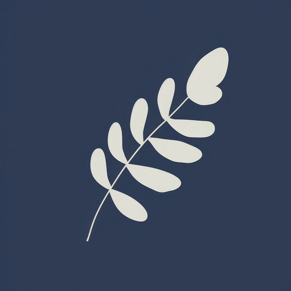 Illustration of a simple tamarind leaf plant logo blue.