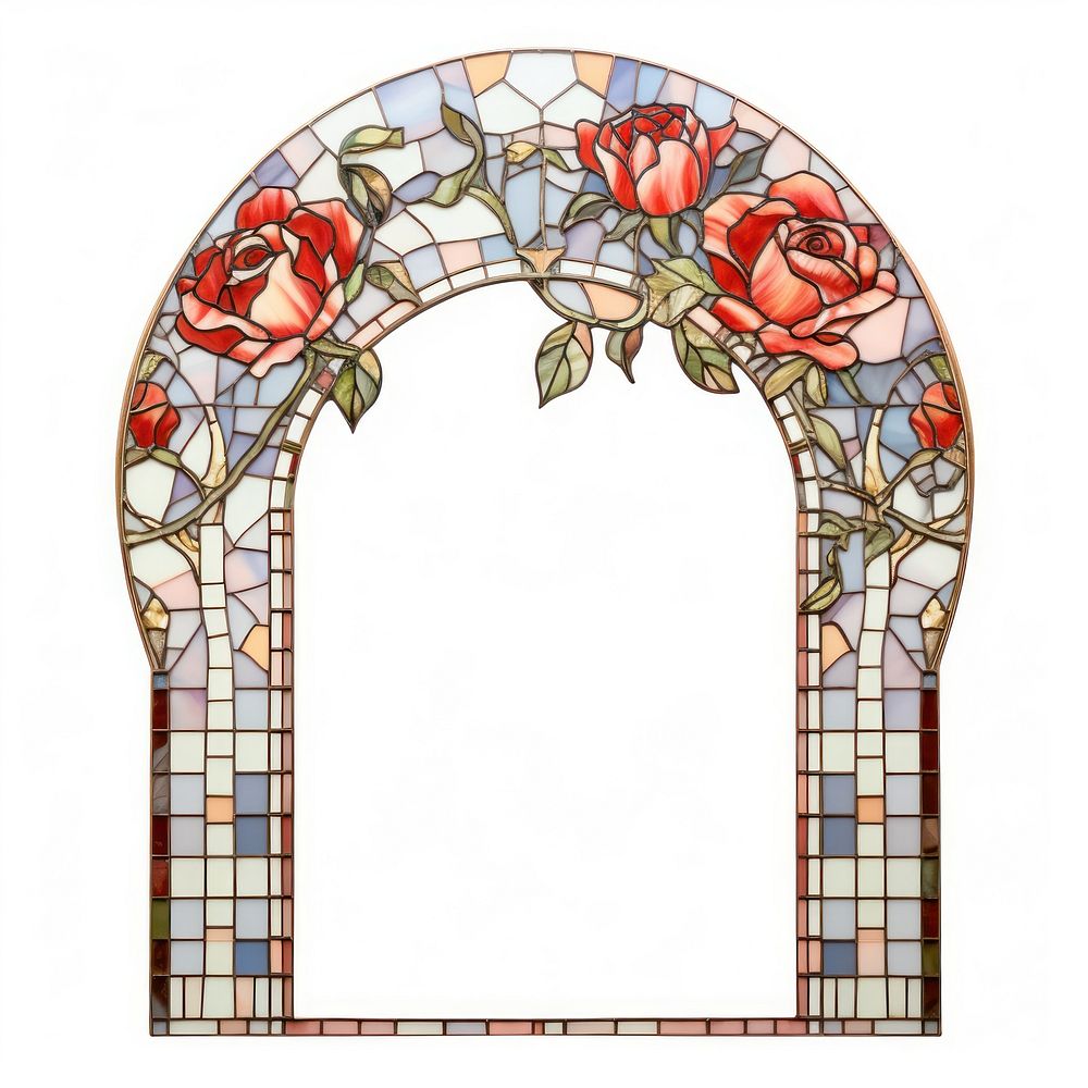 Arch decorative with rose art architecture glass.
