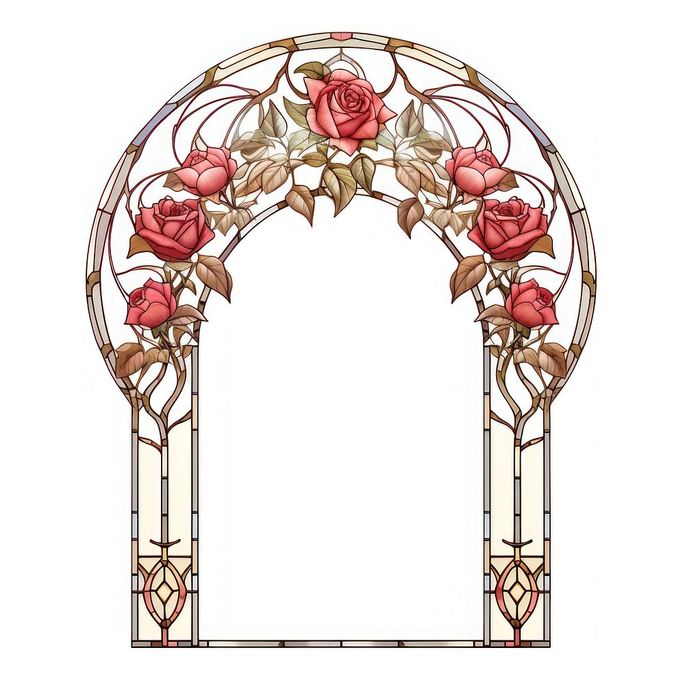 Arch decorative with rose architecture art white background.
