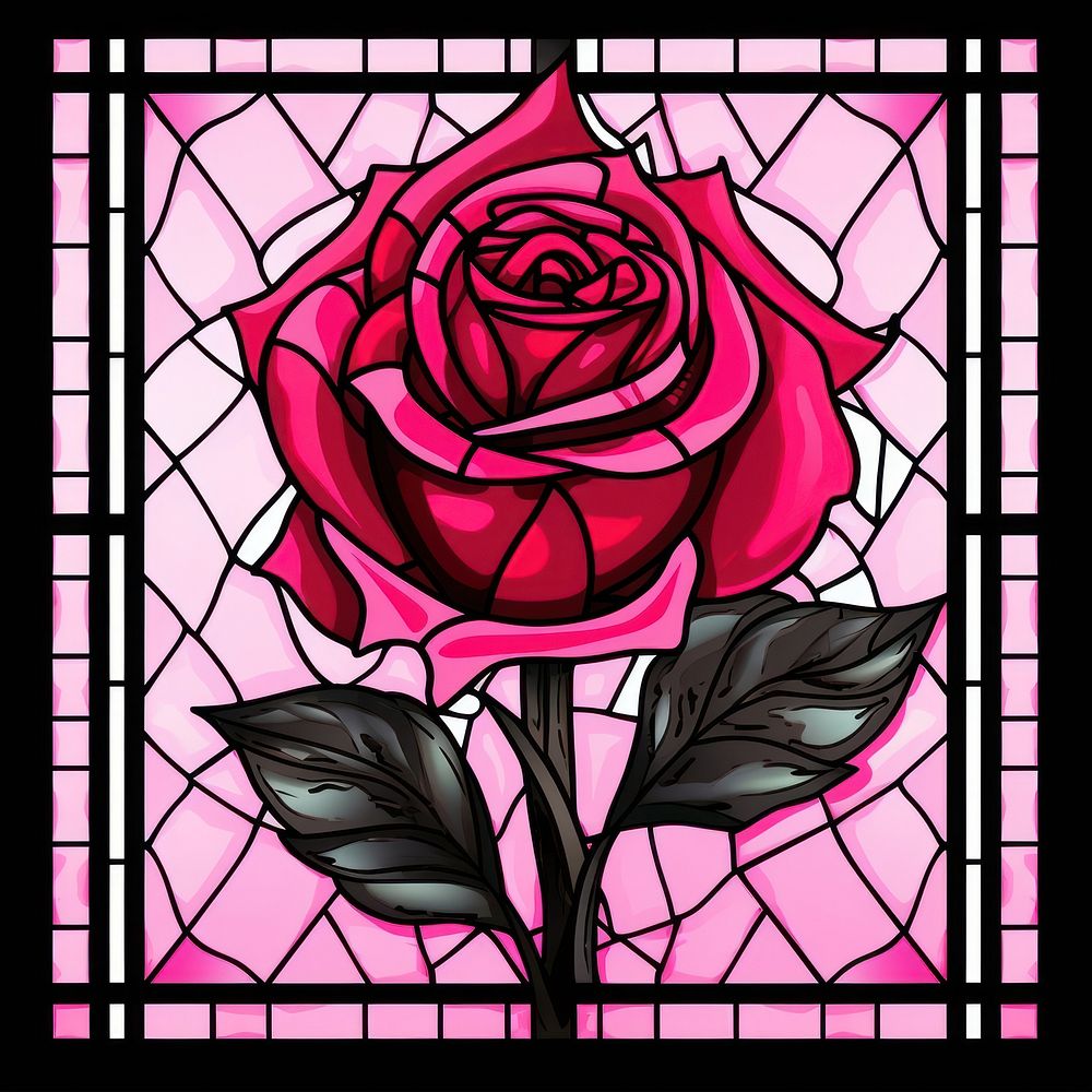 A blank shocking pink rose frame art flower plant.