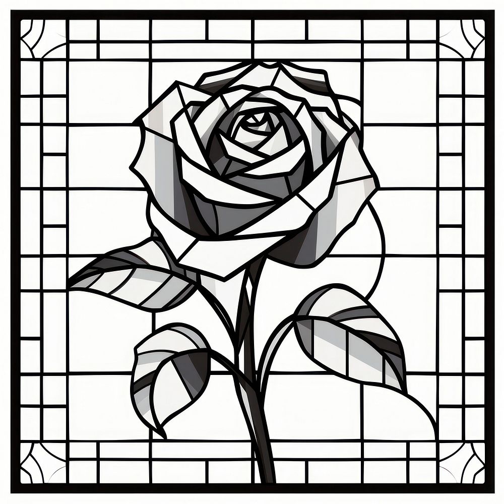 A black rose frame art glass architecture.