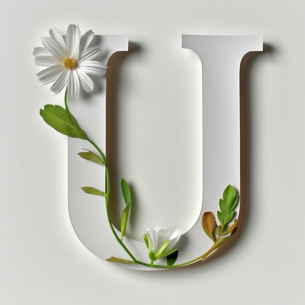 Letter U font flower plant white.