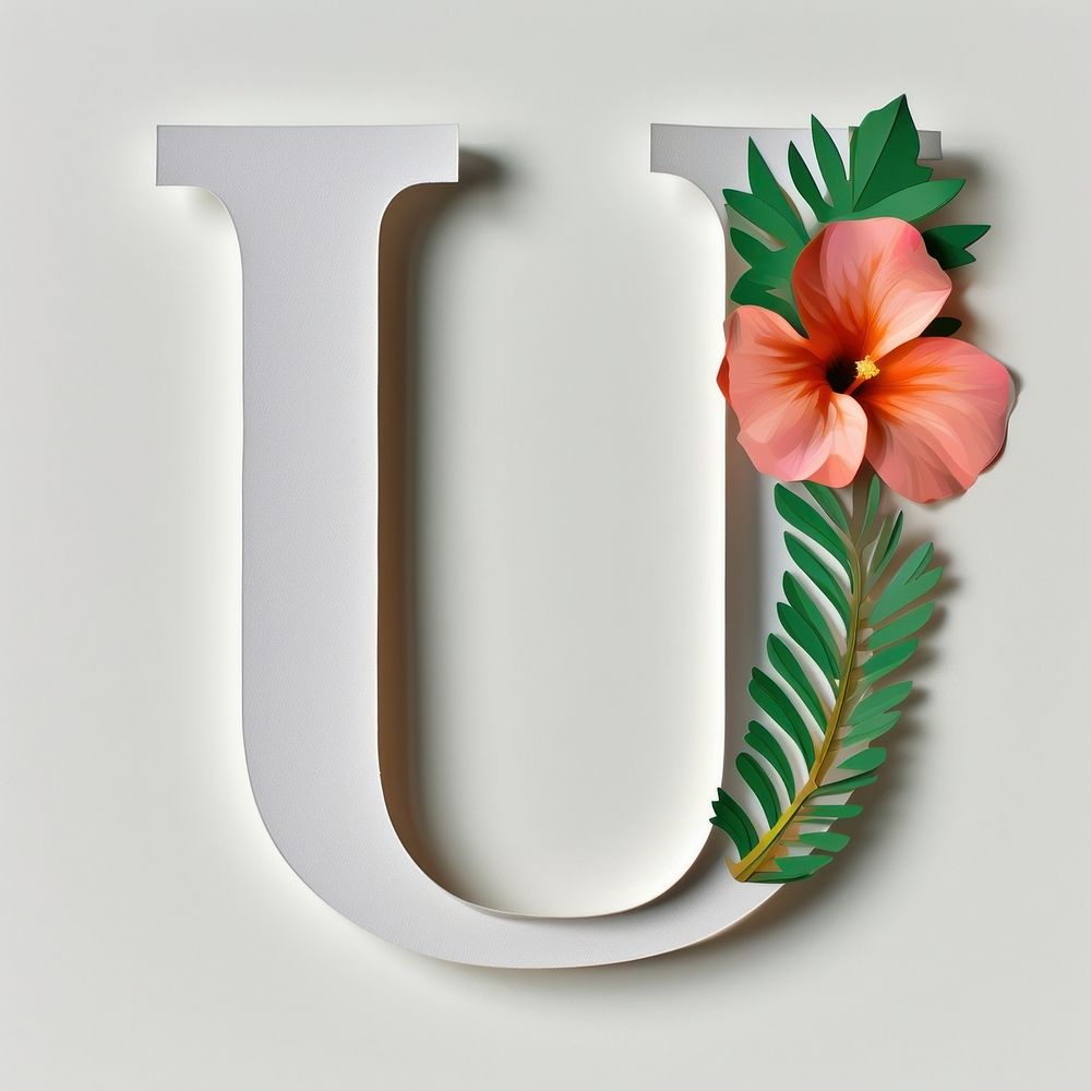 Letter U font flower plant text.
