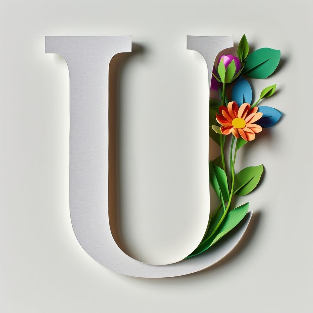 Letter U font flower text art.