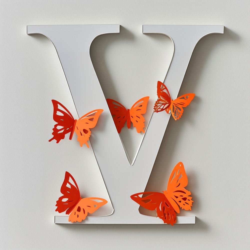 Letter V font text butterfly letterbox.