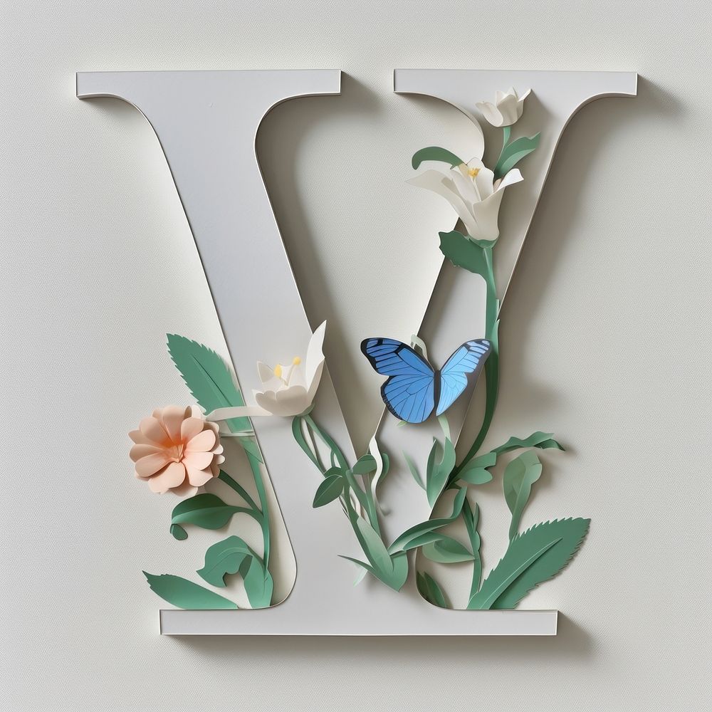 Letter V font flower art creativity.