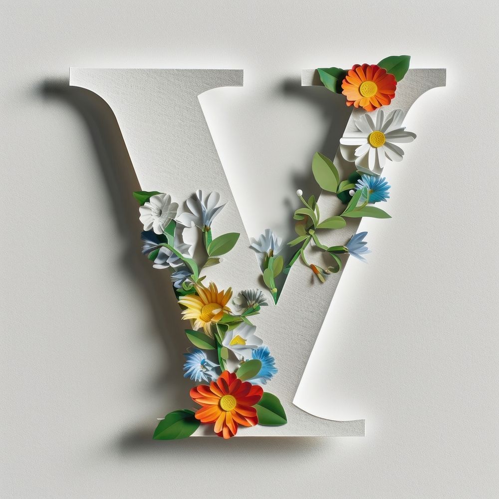 Letter V font flower plant text.