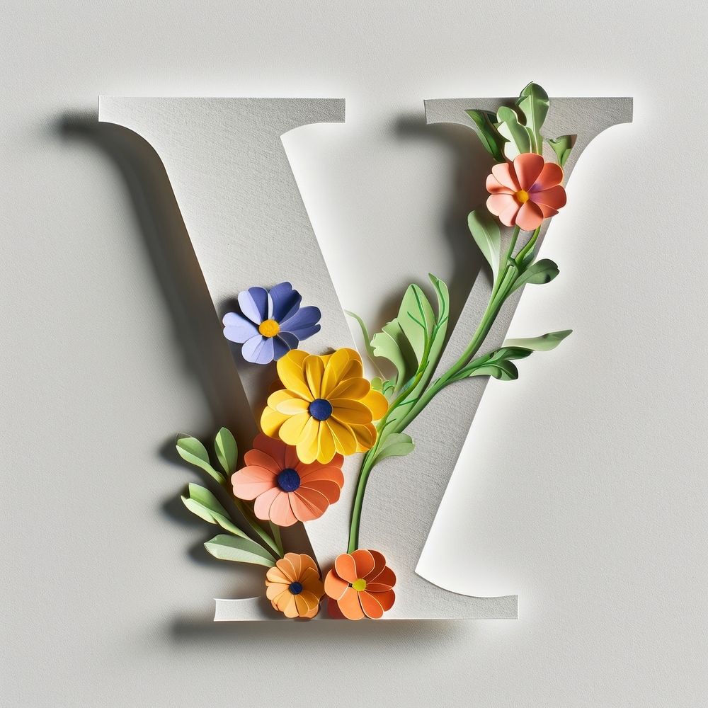 Letter V font flower plant text.