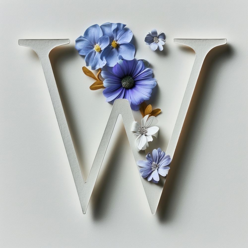 Letter W font flower plant white.