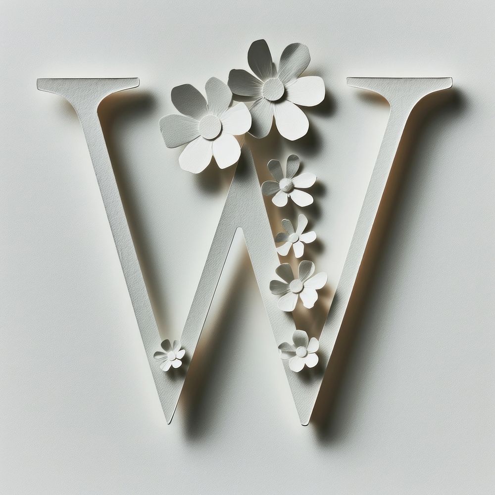 Letter W font flower white accessories.