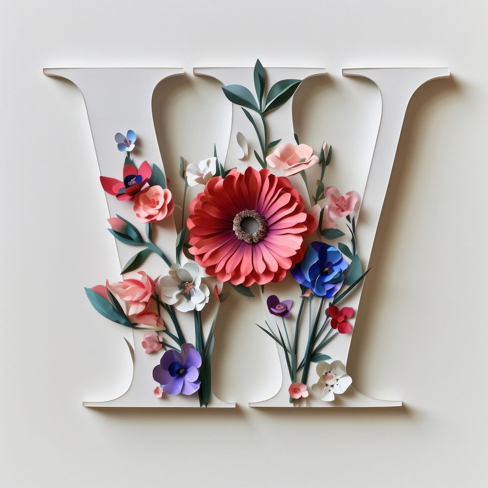 Letter W font flower plant text.