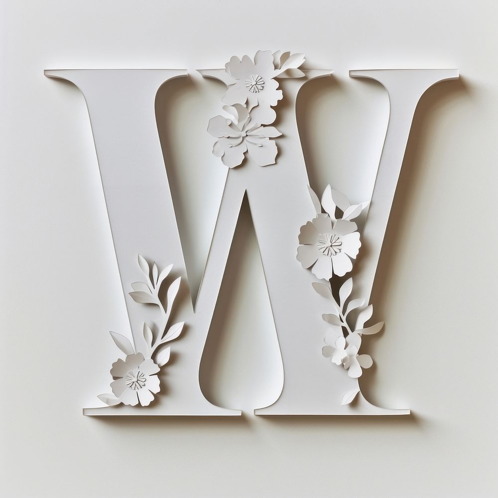 Letter W font flower white text.