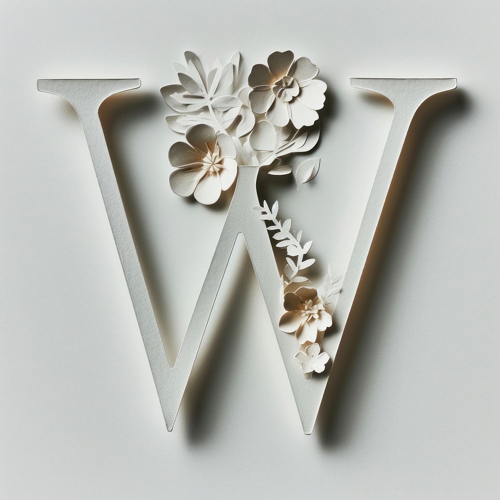 Letter W font flower white art.