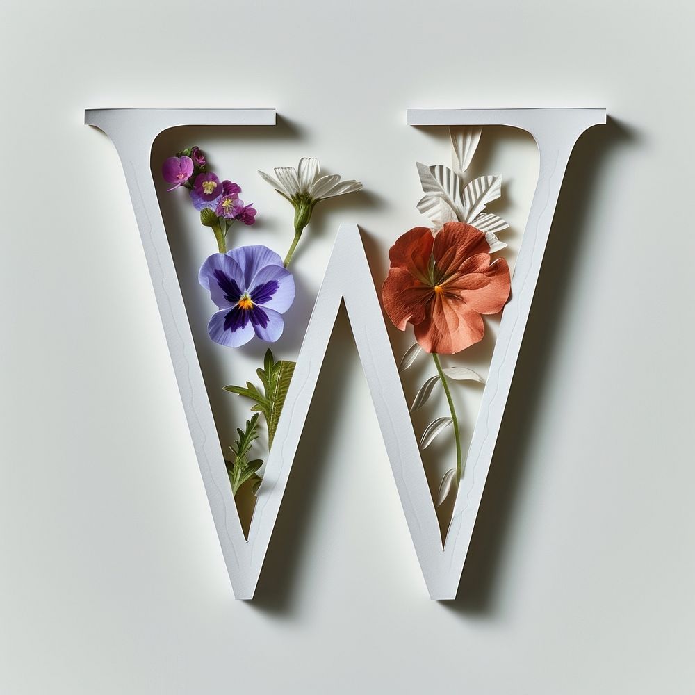 Letter W font flower plant text.