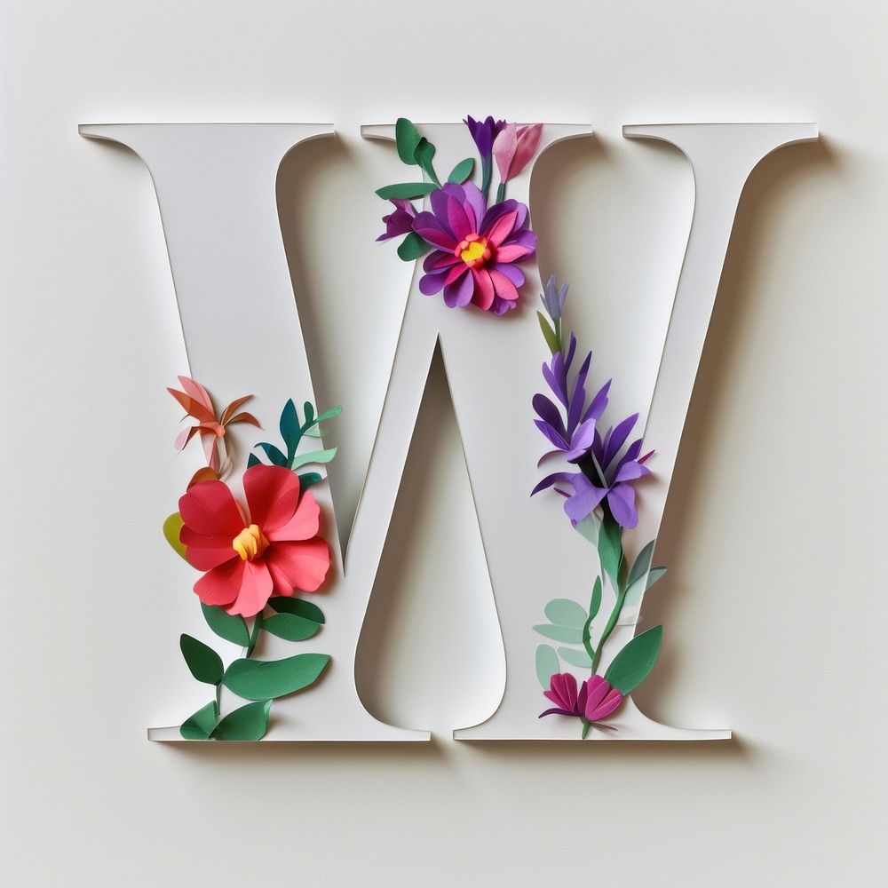 Letter W font flower text creativity.