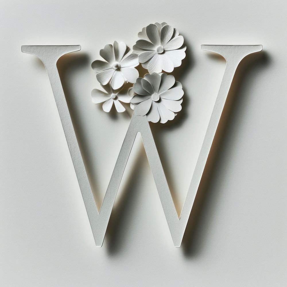 Letter W font flower white white background.