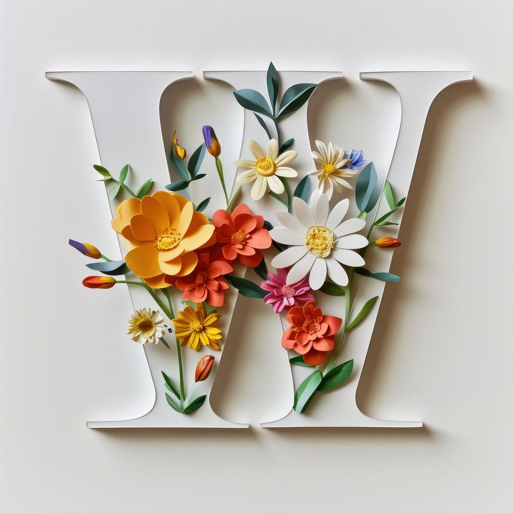 Letter W font flower plant art.