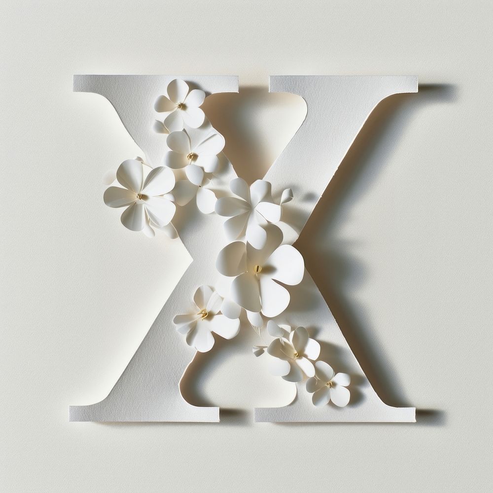 Letter X font alphabet flower white.