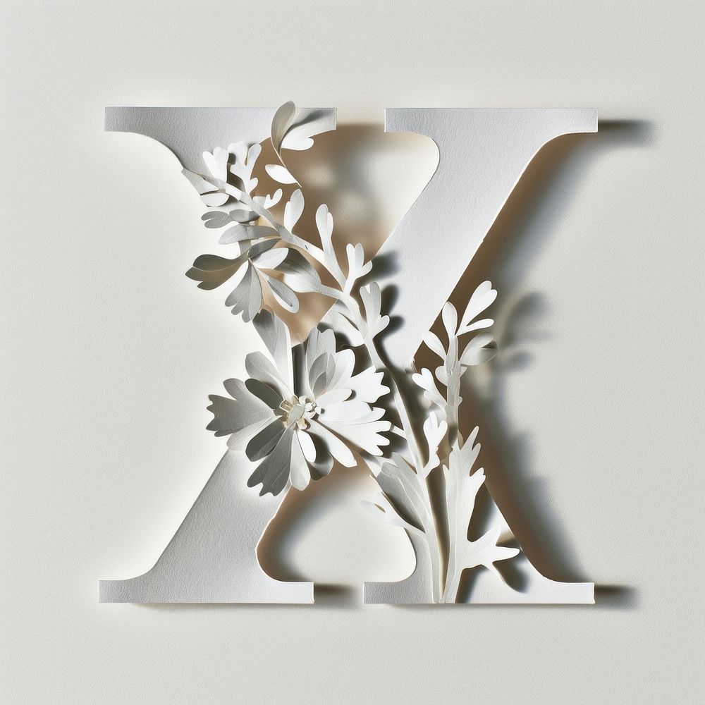 Letter X font flower white art.