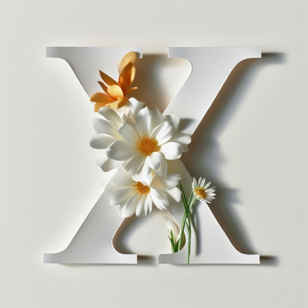 Letter X font flower plant white.