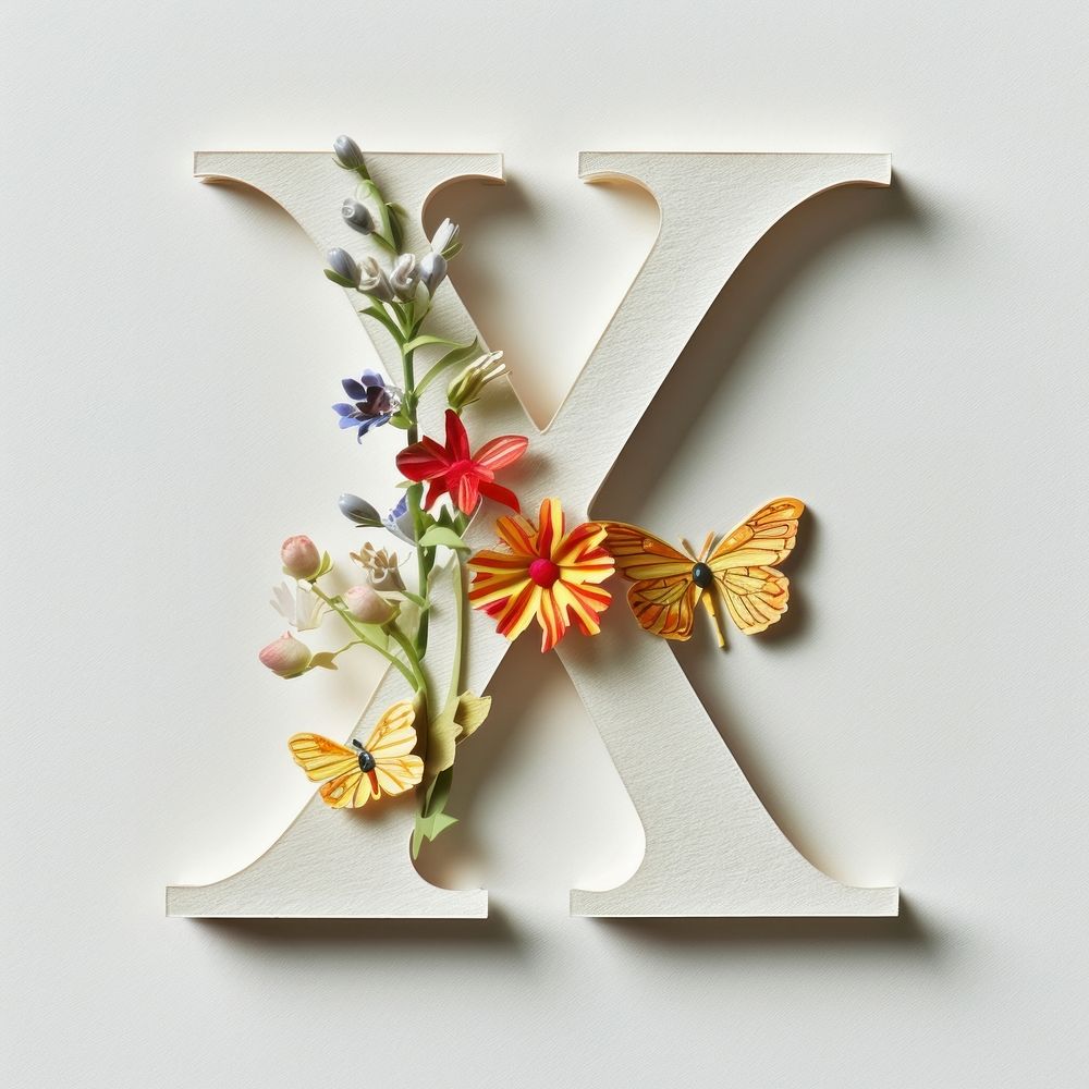 Letter X font flower white background creativity.