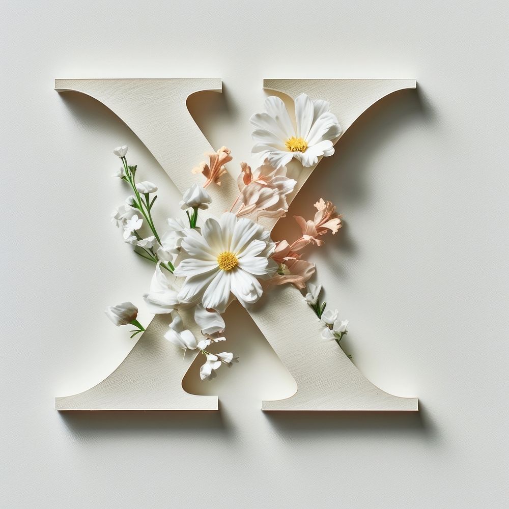 Letter X font flower plant white.