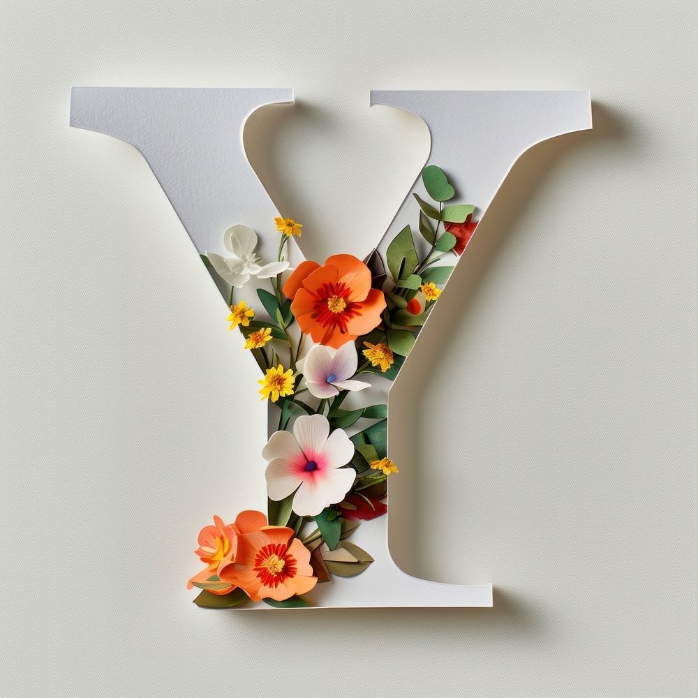 Letter Y font flower alphabet plant.