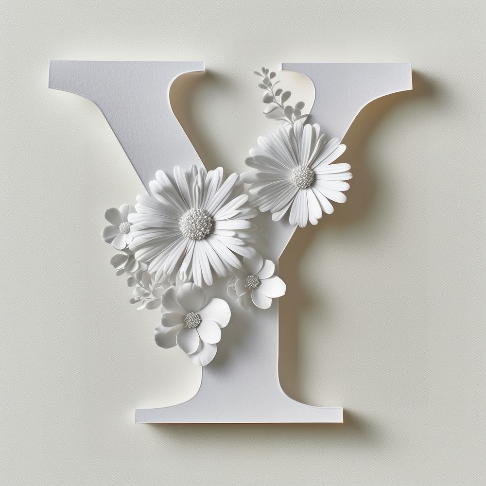 Letter Y font flower white art.