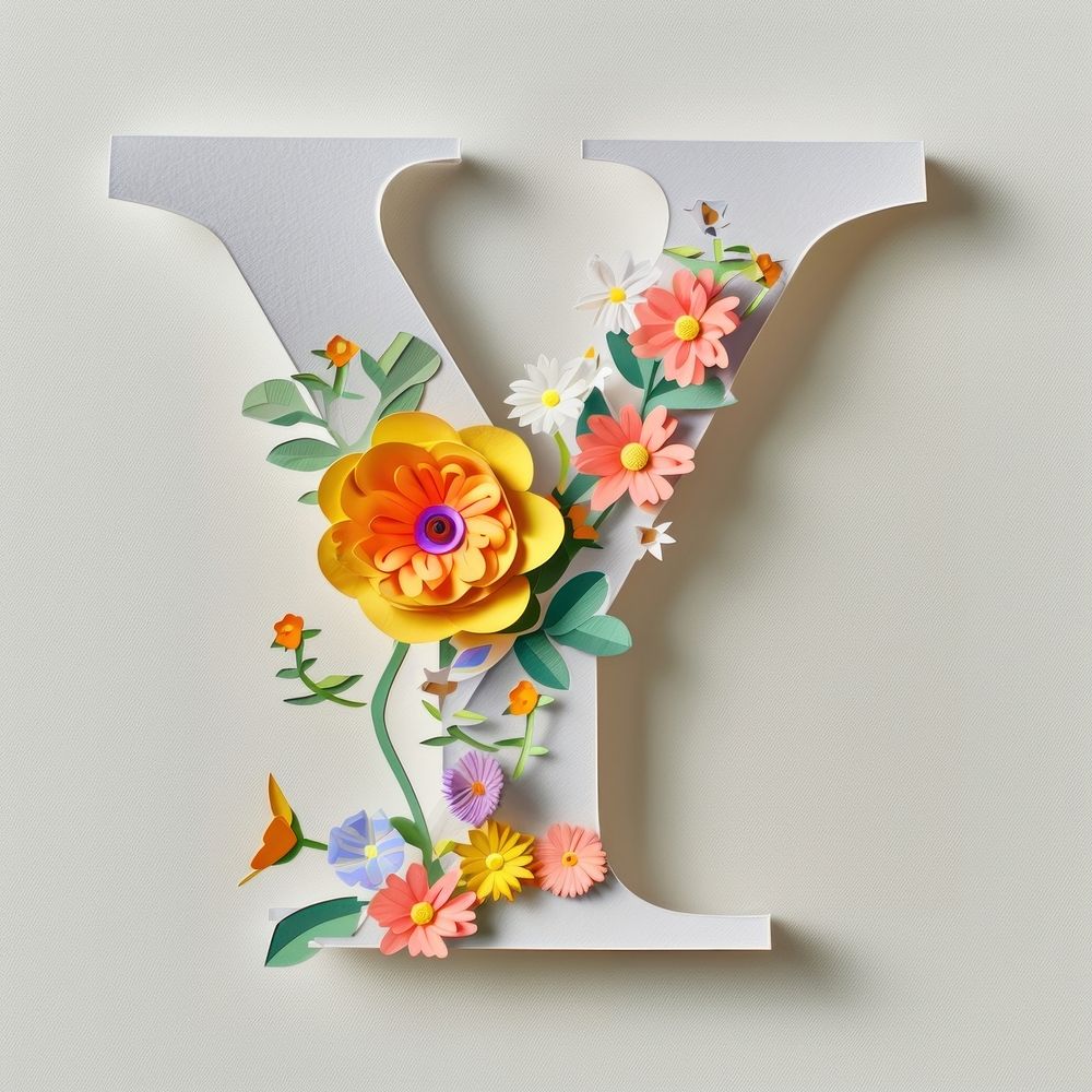 Letter Y font flower pattern plant.