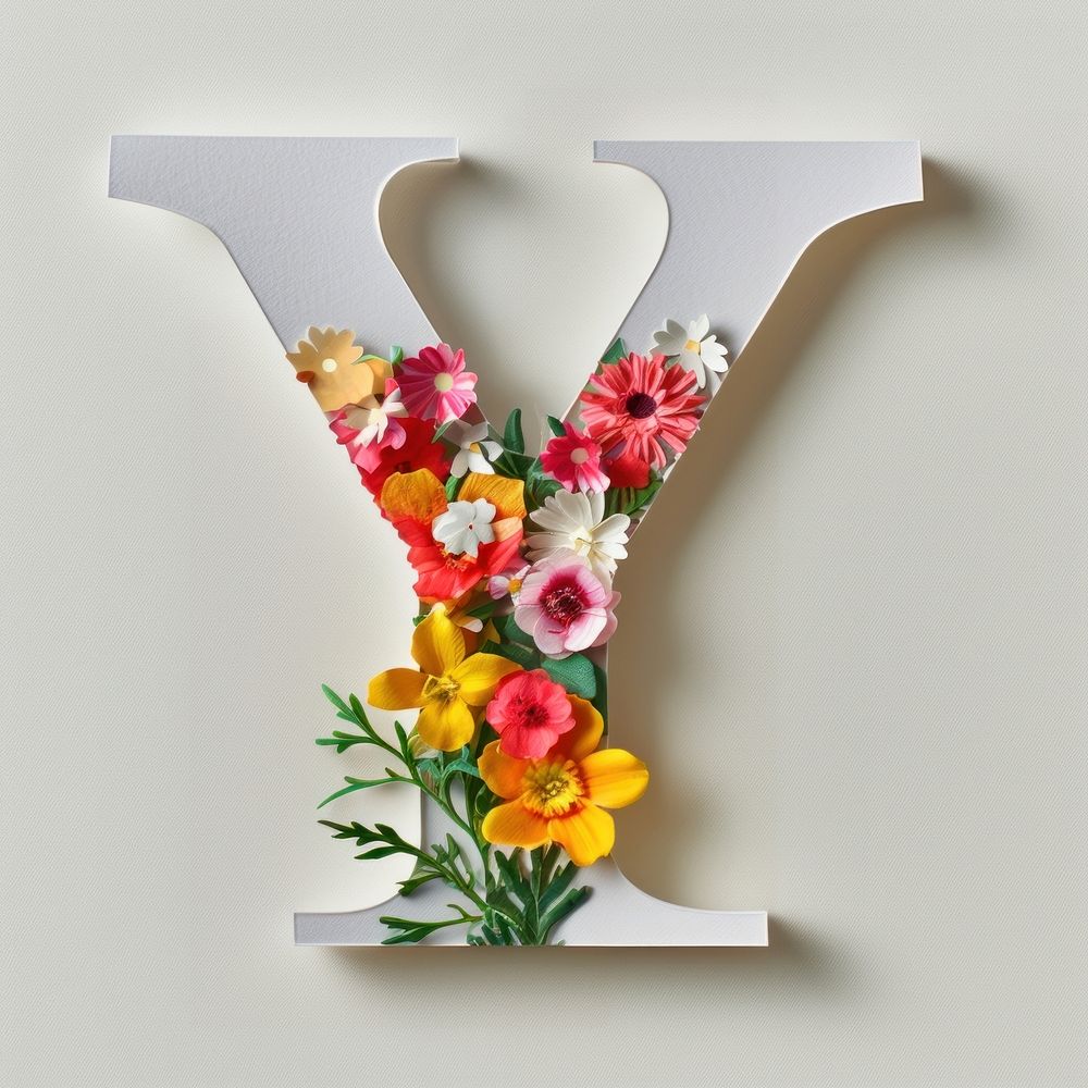Letter Y font flower alphabet plant.