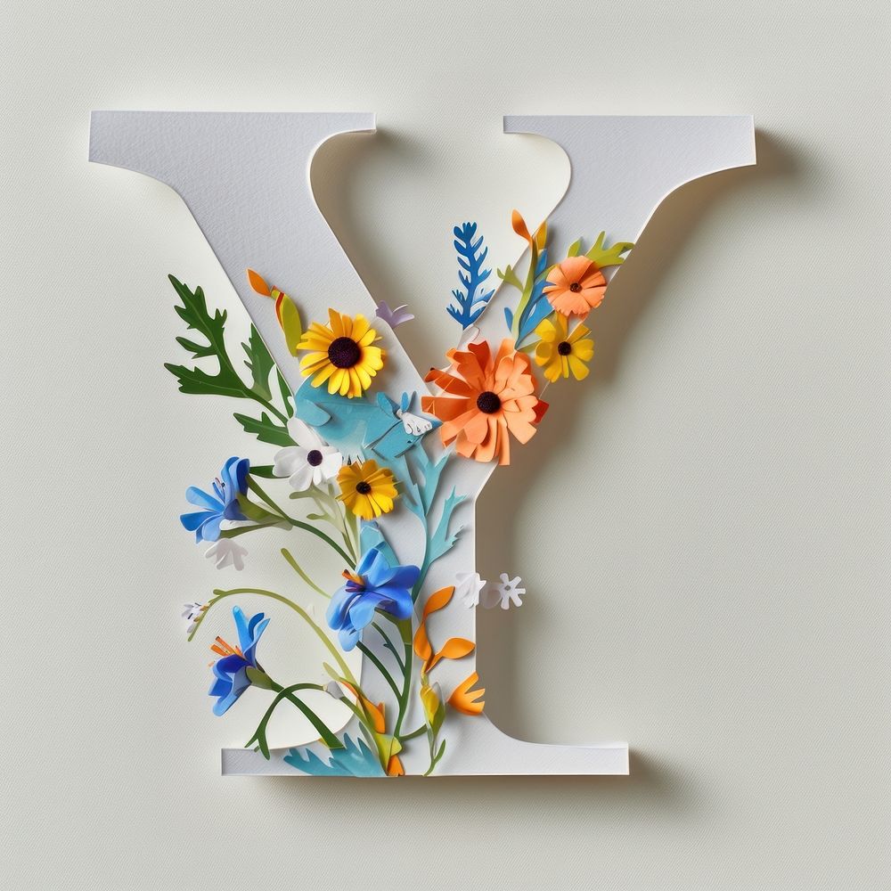 Letter Y font flower pattern plant.