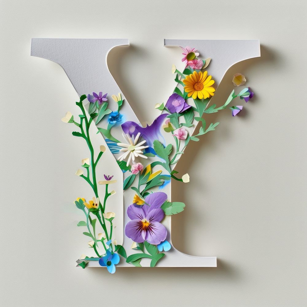 Letter Y font flower plant text.