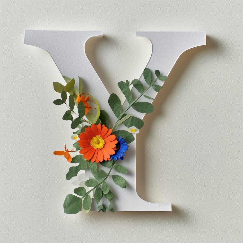 Letter Y font flower plant art.