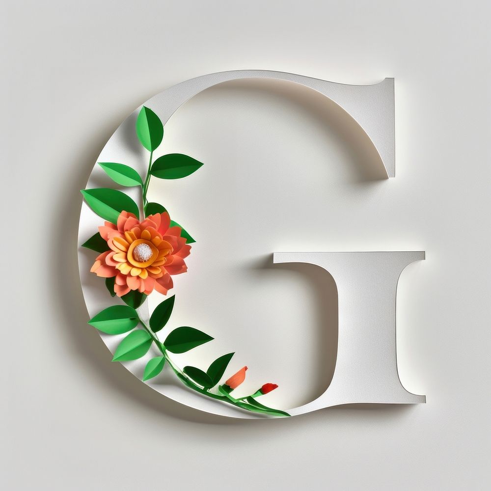 Letter G font flower text circle.